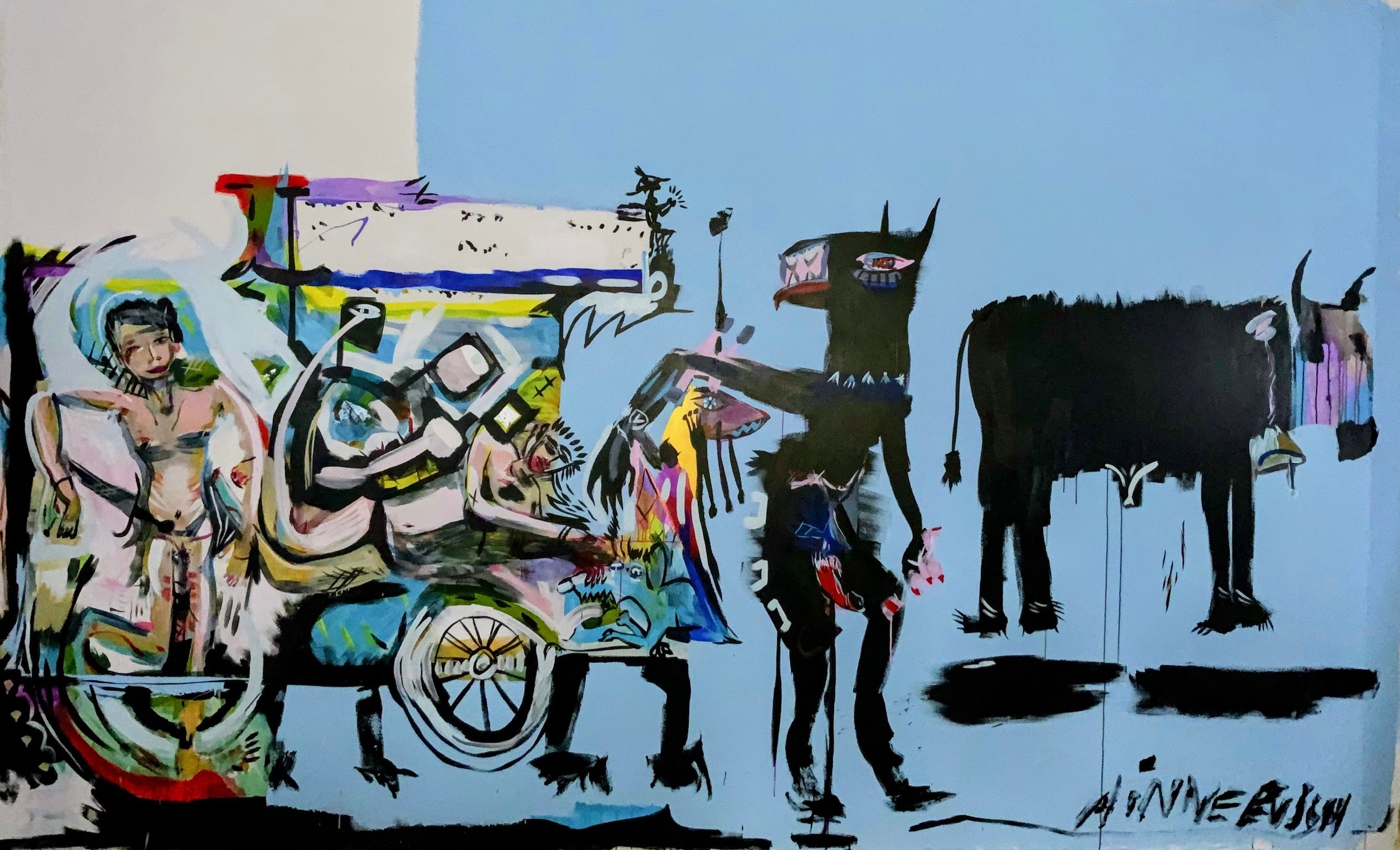 Paintings by David Hinnebusch at BLT Studios in Hollywood, California.