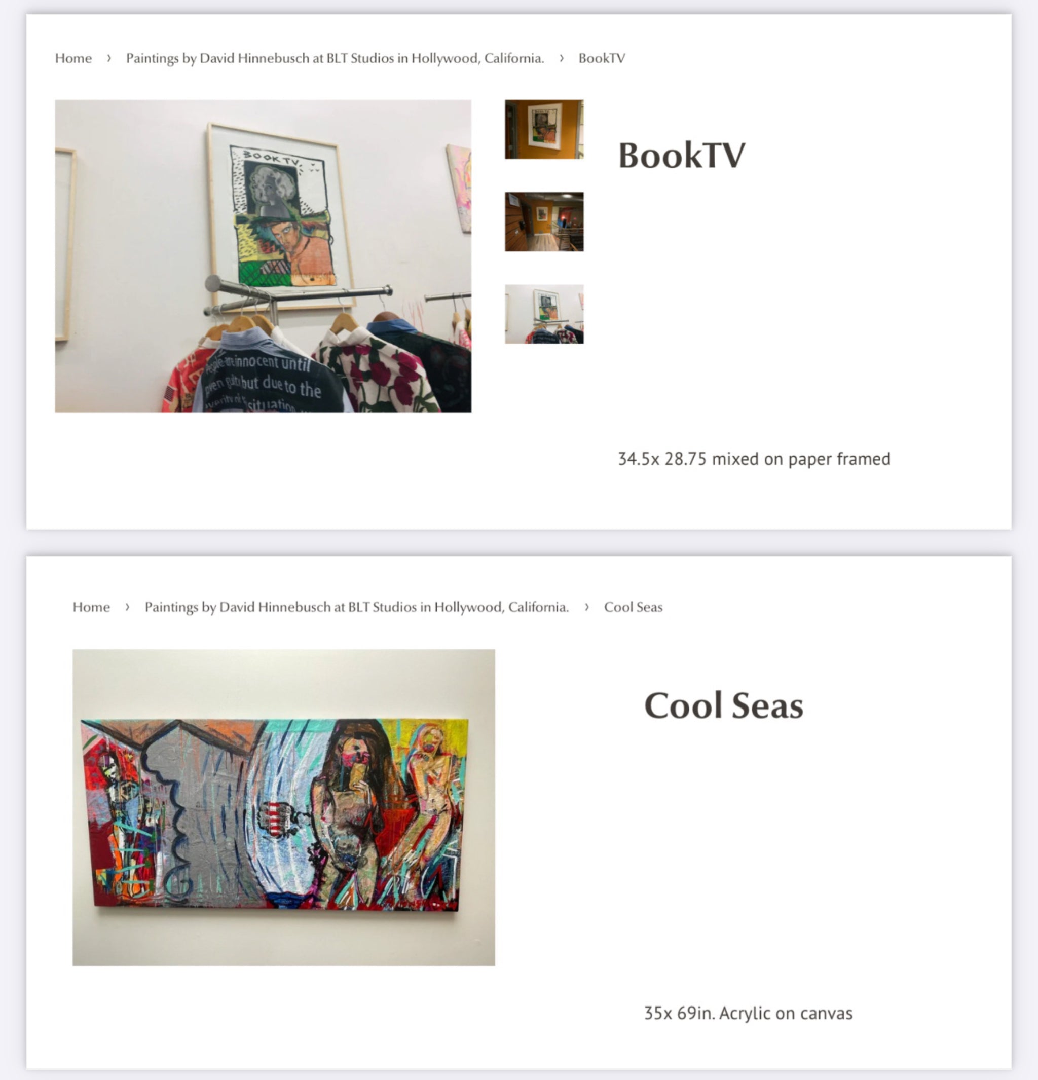 Free PDF Catalog of David Hinnebusch artwork at BLT Studios