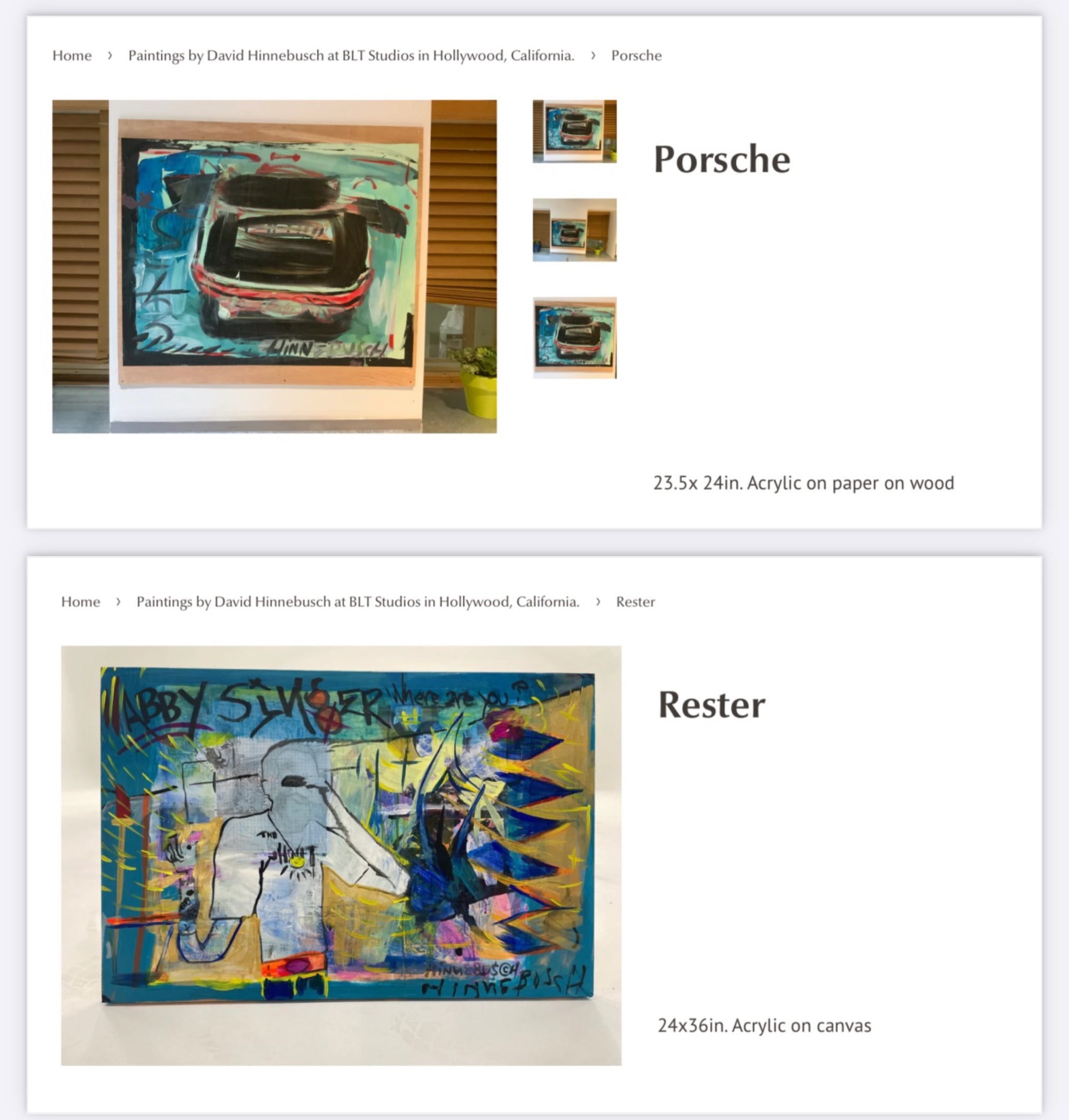 Free PDF Catalog of David Hinnebusch artwork at BLT Studios