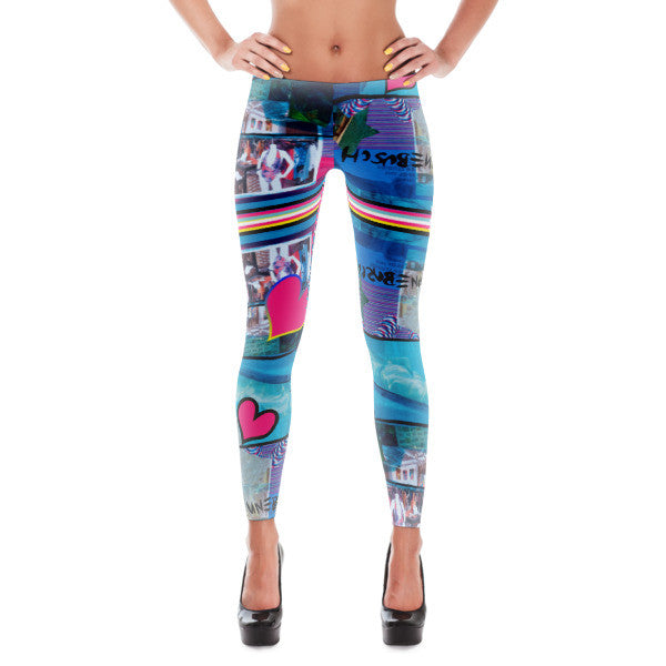 Blue Wave Hot Heart Leggings - Hinneline - David Hinnebusch Artwork & Designs